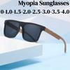 New Vintage Bamboo and Wooden UV-blocking Myopia Sunglasses for Men Trendy Fashion Sunshade Near Sight Sunglasses Minus Diopter