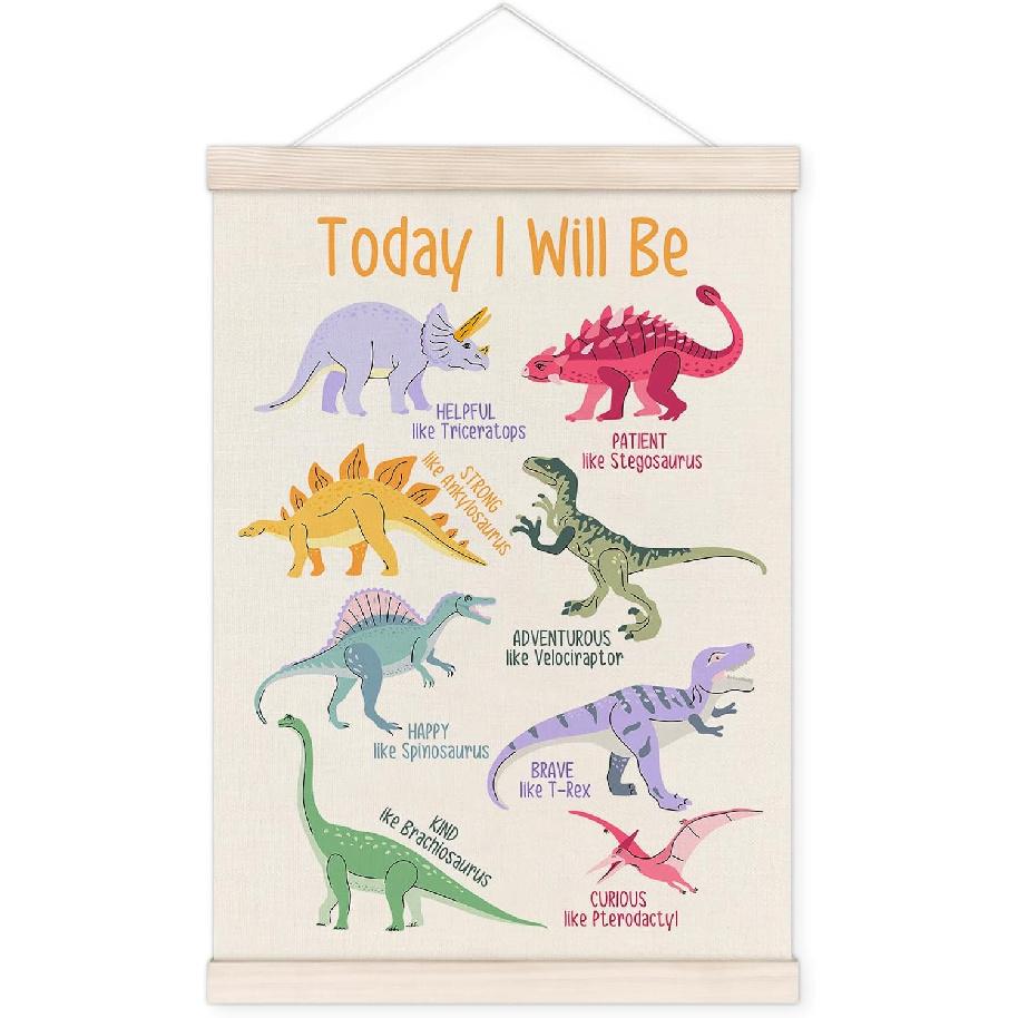 Love You Bye Poster Hanger With Wood Frame, Love You Bye Sign, Funny Modern Express Love And Warmth Wall Art Decor for Home, Housewarming Gifts Dinosaur