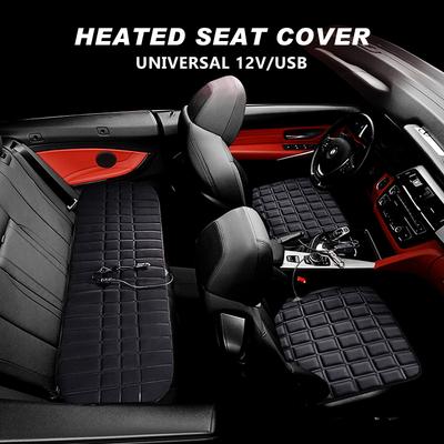 Universal 12V/USB Heated Car Seat Cover Winter Front Cushion Adjustable Temperature Auto Rear Seat Warm Pad Car Accessories