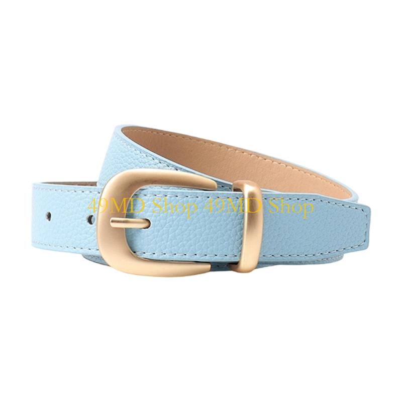 

49MD Waist Belt For Women Premium Faux Leather Design Gold Buckles Perfect With Dresses синий