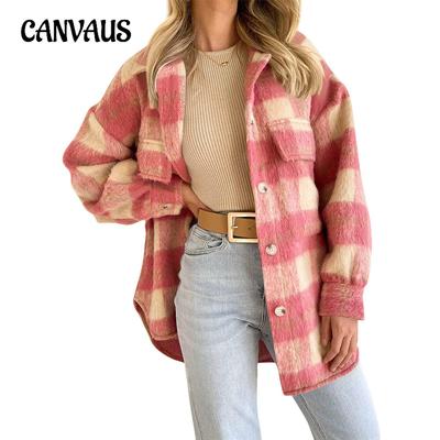 Cappotto da donna autunno e inverno Cappotto in mohair scozzese Cappotto spesso in tweed