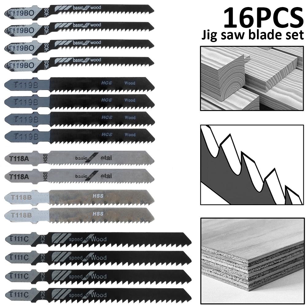Jig Saw Blade Set T Shape Handle HCS Quick Cut Blade Cutting Power Tool Suitable for Wood Plastic and Metal Cutting