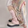 Polainas de Punto Acanalado Harajuku Huecas Desgastadas Agujeros Rasgados Cubre Piernas de Pierna Ancha Calcetines Largos Elásticos Acampanados para Mujer