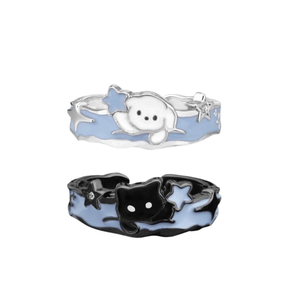 Puppy Cat Dog Rings Zinc Zinc Alloy Valentine's Day Gifts Cute Couple Star Rings Gifts