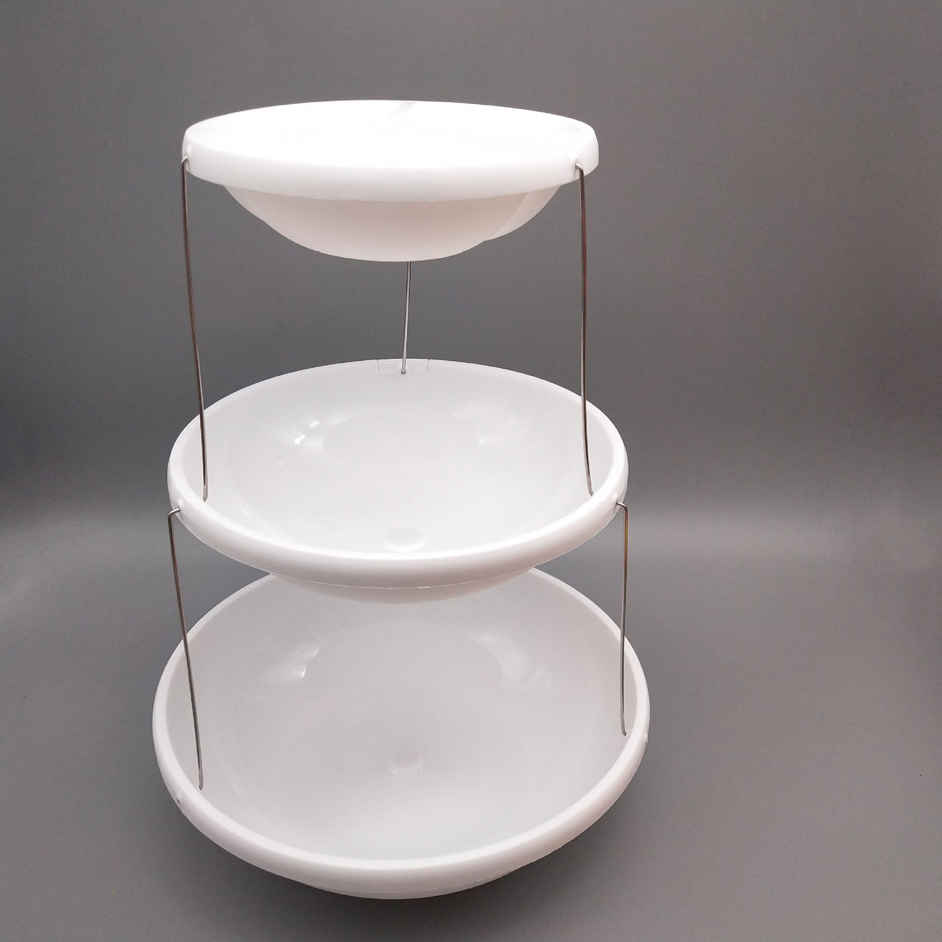 

3 Tier Twist Fold Party Bowl Serving Plate Collapsible Nesting Plastic Platter Dips Nuts Candy Fruit Snack Space Saving Server білий