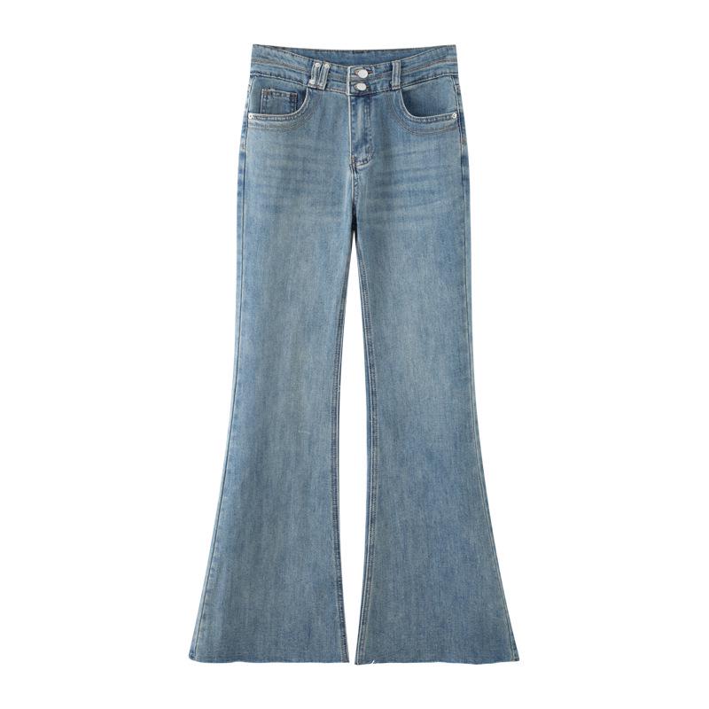 

Весна 2025 Женские джинсы с высокой талией, облегающие, микроклеш Large