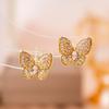 Simple Zircon Butterfly Earrings Light Luxury High-end Stud Earrings Temperament Fashionable Sweet Pearl Earrings Women