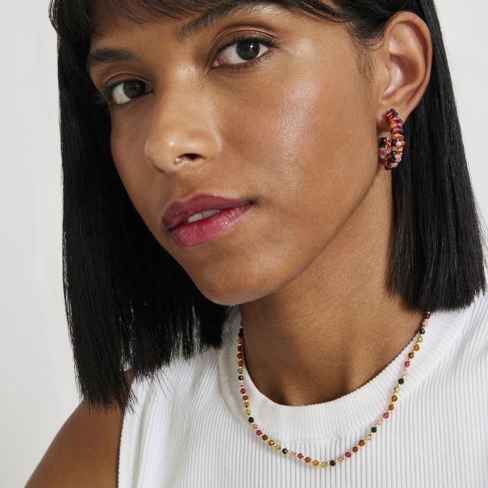 Luxenter Collier en cristal multicolore fini en or jaune 18K - Irfoa