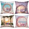 Floral Swing Cushions Beach Sunset Wisteria Design Polyester pillowcase, sofa decorative cushion cov Headboard Pillow