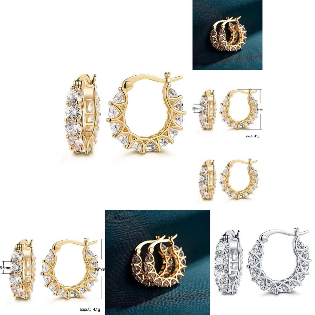 Elegant Copper Zirconia Hoop Earrings For Women With Geometric Design And French Flair