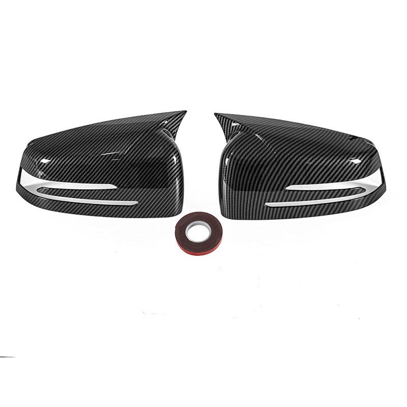 Carbon Fiber Side Horn Mirror Covers Cap For Mercedes W204 W212 W117 C E Class