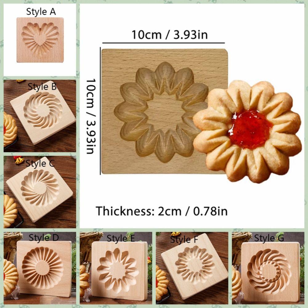 Vyřezávané formy na džem na sušenky Reliéfní formičky na sušenky pro domácnost Dřevěná vykrajovátka na cukroví Pekárna