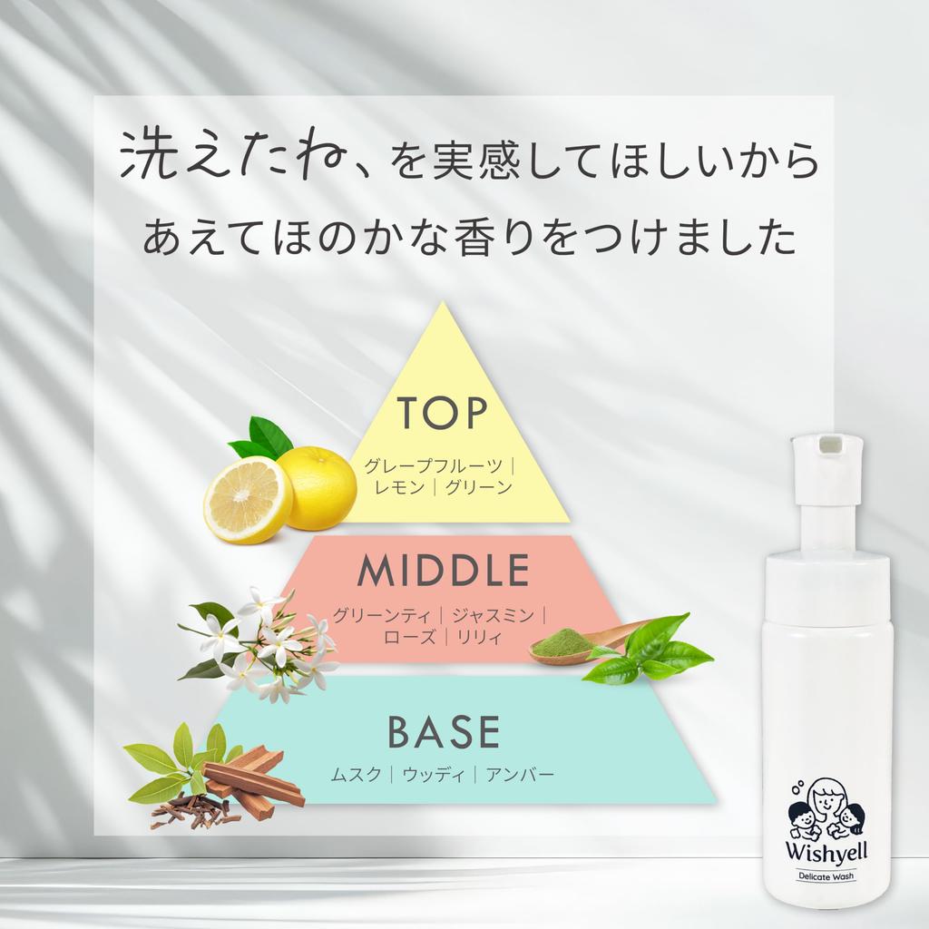 Wishyell Delicate Wash - Suitable for both mother and child. Delicate zone soap with white tea scent. Moisturizing and odor-care. Foaming type. 150ml
