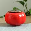 Red Persimmon Ceramic Tea Caddy