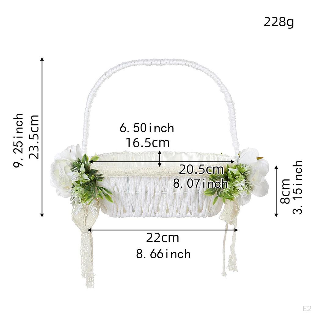 Hochzeitskorb Hand Blumenmädchen Handwerk Handgehalten Elegant Gewebter Behälter Dekoration für