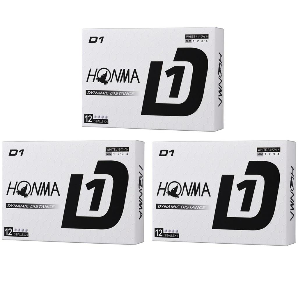 Golfové míčky Honma HONMA D1, sada 3 tuctů míčků, 3 tucty, bílé (36 kusů)