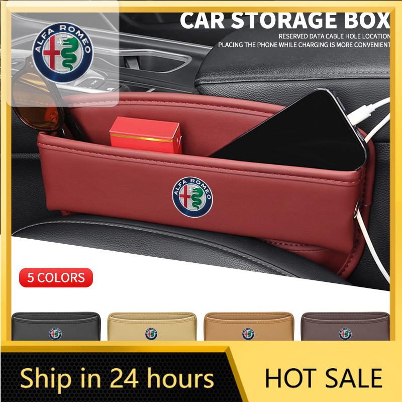 Car Sticker For Alfa Romeo 159 147 Car Seat Gap Organizer Storage Box Leather Crevice Side Storage Pocket For Alfa Romeo 4C 159 Abc012
