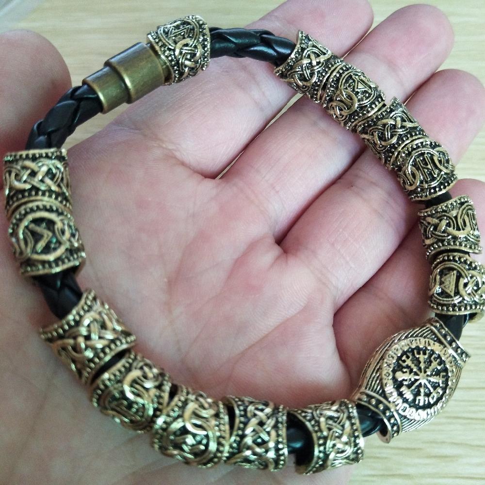 Norse Runes Beads Punk Jewelry Viking Bracelet For Men Bangels Women Runas Vikingas Decoracion Accessories