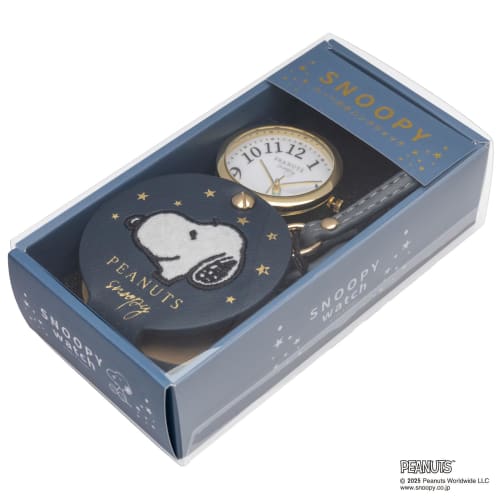 Fieldwork Women's Analog Pocket Watch with Magnifying Glass, 2.5x Magnification, Snoopy Felt Strap, Navy Blue, PNT050-3