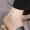 Women's Sexy Double-Layer Beaded Anklet with Single Diamond, 18K Gold Titanium Steel, Tarnish-Free, Wearable In Bath
