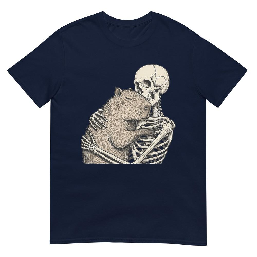 Skeleton Hugging Capybara Halloween Capy Lover Spooky Season TShirt S