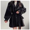 Turndown Collar Trench Women Coat Windbreaker Fitted Clothes Femme Loose Cloak Woolen Single-breasted Coat Outwear