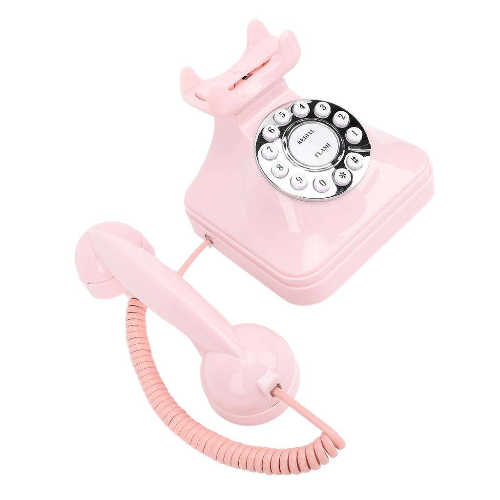 Retro Telefon Obrotowy z Tarczą Czysty Głos Przechowywanie Numerów Vintage Telefon Stacjonarny Staromodny Telefon Przewodowy do Domu Kawiarni
