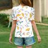 Summer Girls' Short-Sleeved Top, Children's Round-Neck Floral Casual T-Shirt
