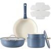 Frying Pan Set IH Gas Stove PFOA PFOS Detachable Marble Easy To Small Gold Luxe Series 10-Piece (Cookware Set) - & Compatible, & Free, Handles,