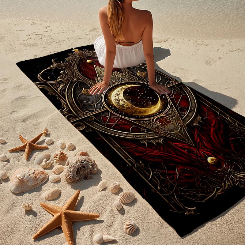 Pentagramm und Mond Kunstwerk Strandtuch, Superweiche Mikrofaser, Geschenk für Sie/Ihn, Geburtstag, für Pool, Strand, Reisen, Heimdeko Fan-Geschenke