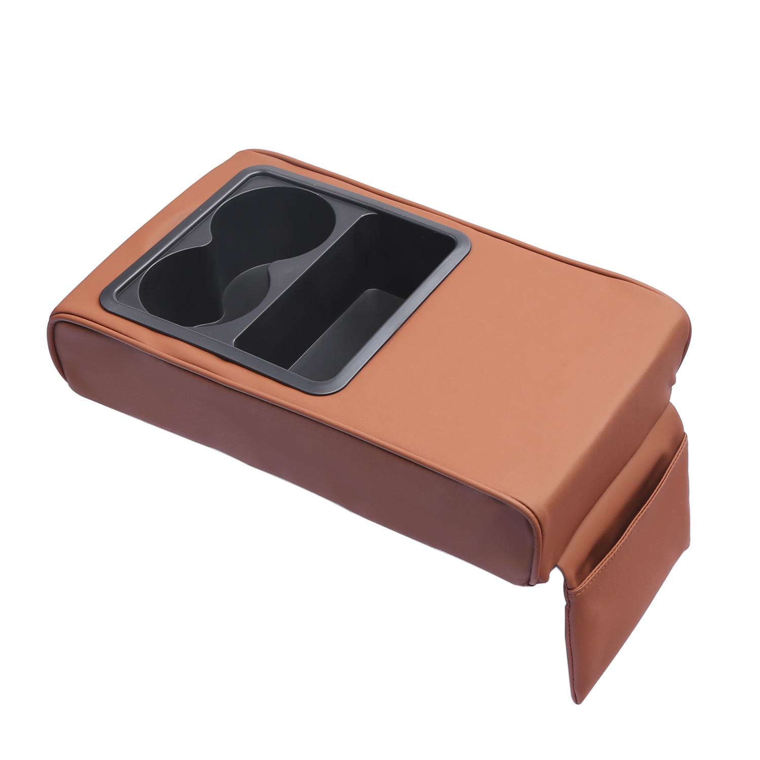 

Подушка підлокітника автомобіля з 2 підстаканниками Універсальна шкіряна авто центральна консоль Захисний чохол подушки підлокітника з ліктьовою кишенею