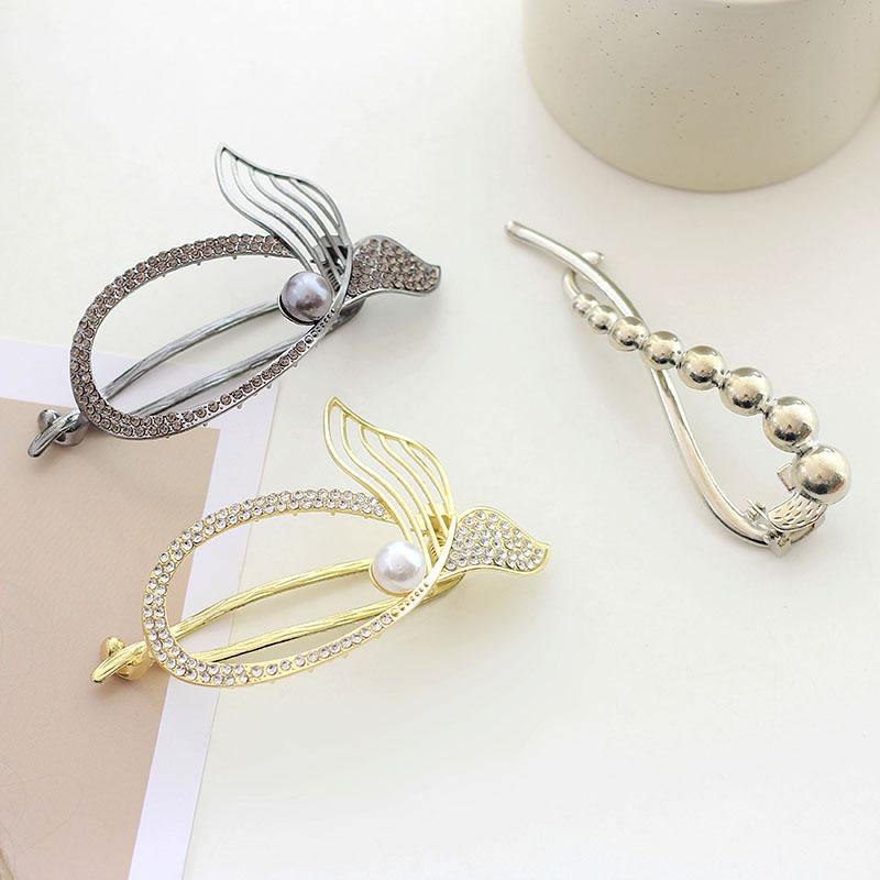 Hair Accessories Fishtail Plate Hairpin Twist Clip Hairpin, Rhinestone Alloy Ponytail Grab Clip Hairpin Popular General Merchandise