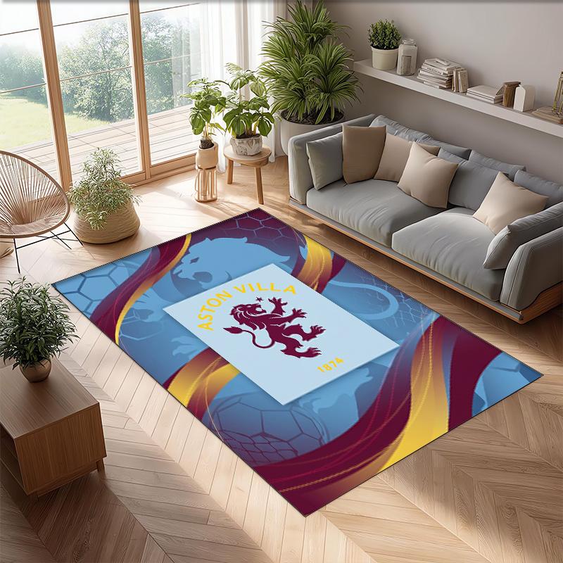 Tappeto in Velluto di Cristallo con Stampa Calcio Aston Villa, Comodo Assorbente d'Acqua Antiscivolo Tappeto per Pavimenti Interni