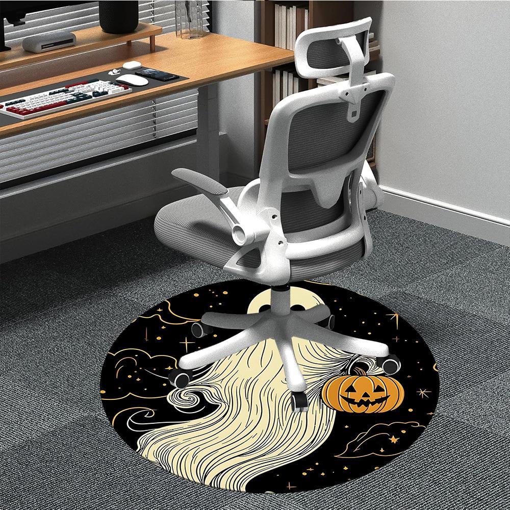 

1pc Ghost Pumpkin Office Round Area Rug, Indoor Mat Suitable ForOffice, Under Office Chairs Bedroom Living Room Home Decor, Room Deco, D088 80cm by 80cm