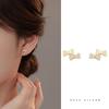 925 Sterling Silver Mini Cute Zircon Bow Earrings for Women Simple Exquisite Student Ear Accessories