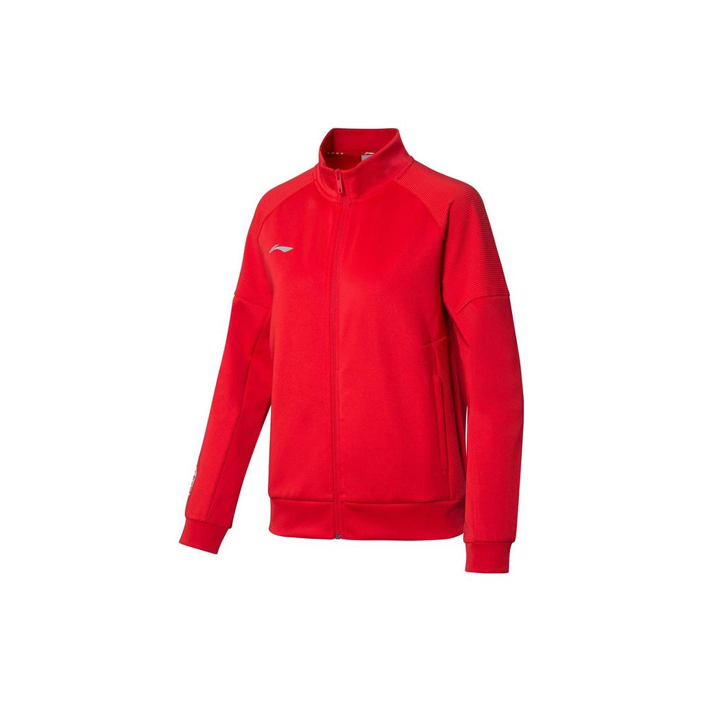 Li Ning Ping Pong Series Solid Color Stand Collar Cardigan Sweatshirt Women Sweatshirt Crimson AWDR750-3
