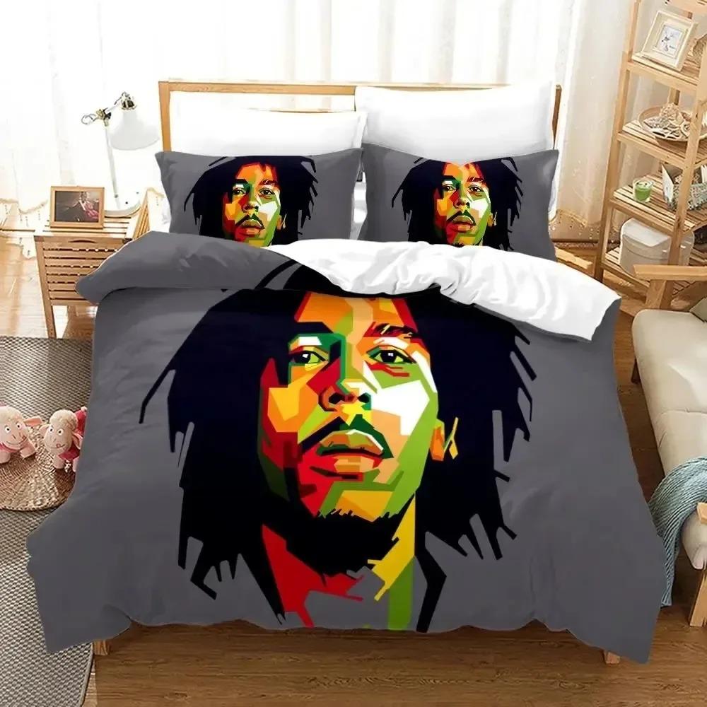 Bob Marley Leggende Musicali Giamaica Cantante 3D Nuovo Copripiumino Federa Set Biancheria da Letto Adulto Ragazzo Ragazza Decorazione Camera da Letto Matrimoniale Grande