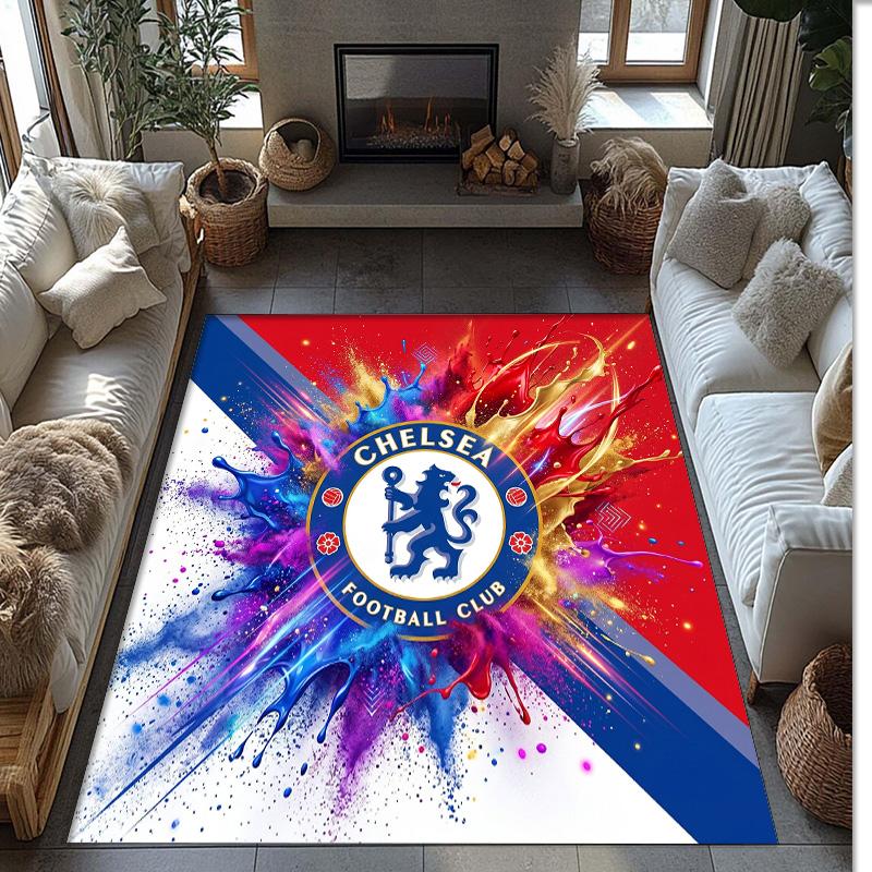 Chelsea FC Printed Flannel Area Rug Non Slip Soft Polyester Floor Carpet Indoor Decor Mat for Bedroom Living Room Sofa Game Room Home Decoration