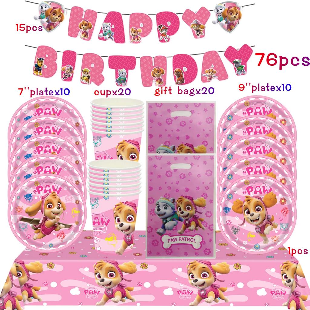 Birthday Decorations Paw Patrol for Girl Paw Patrol Birthday Kit Tablecloth Plate Cup Baby Shower Skye Birthday Party Favors