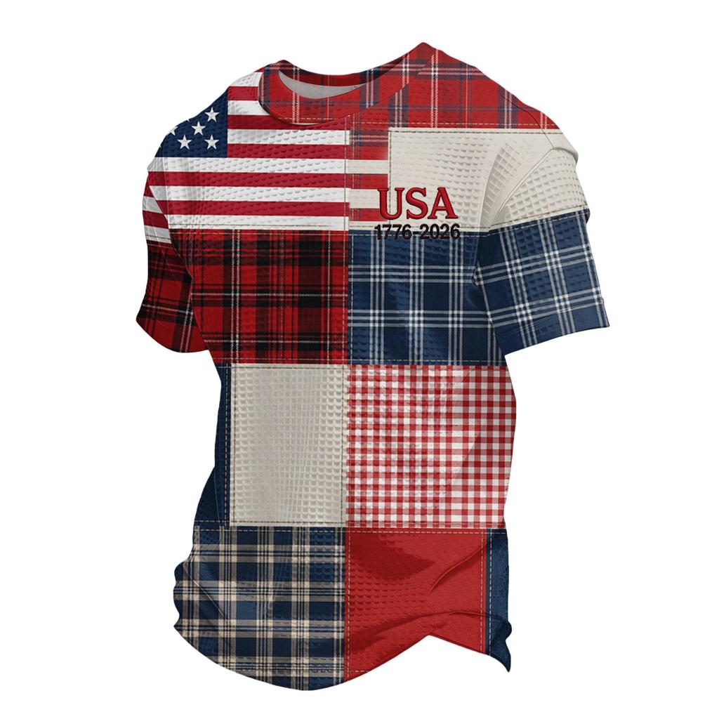 Men's Loose And Casual Flag-print T-shirt, Short Sleeve Shirt