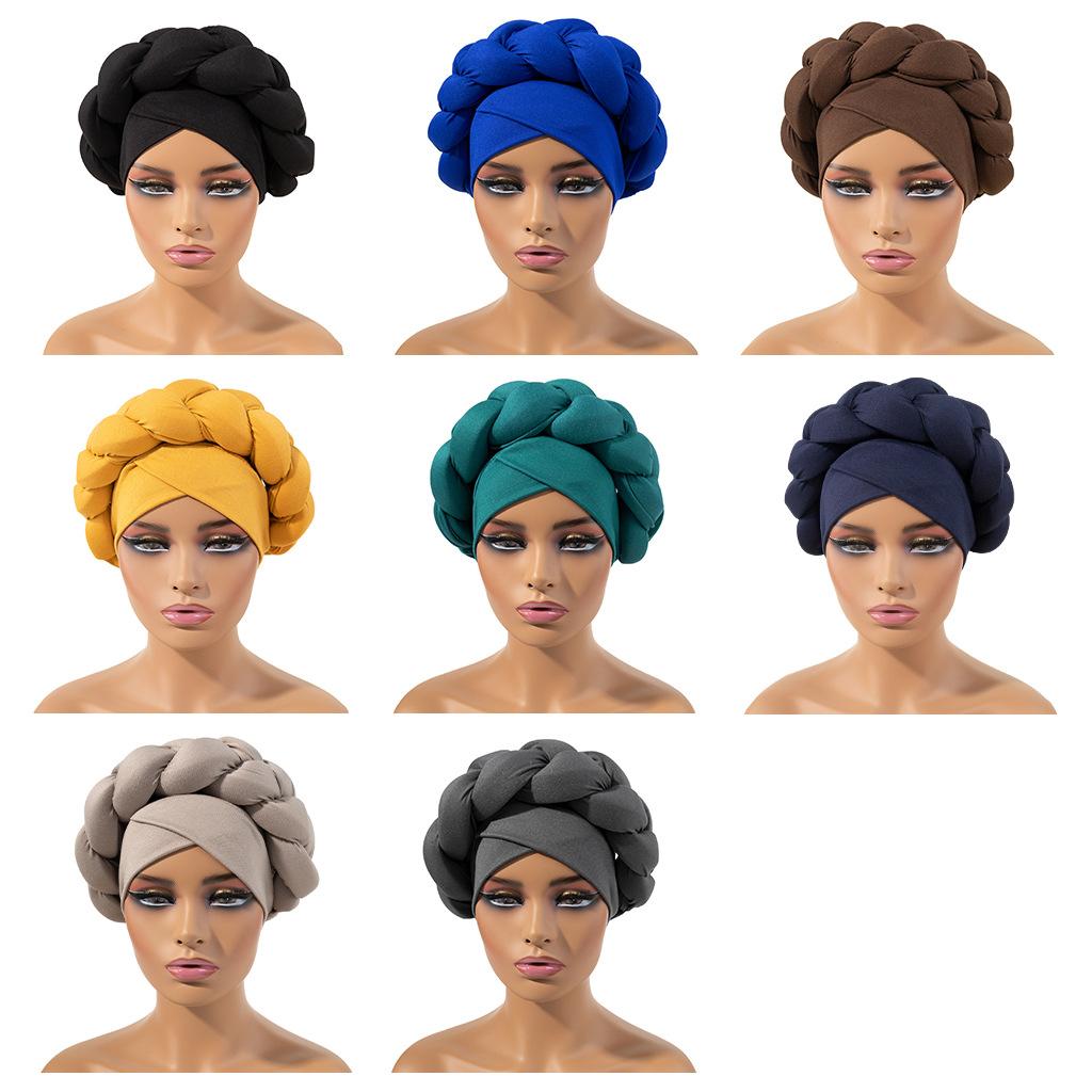 Exaggerated Big Braid Head Band Europe Bohemian Style Flax Turban Cap For Women Nigeria Wedding Party Headpiece Female Headbands