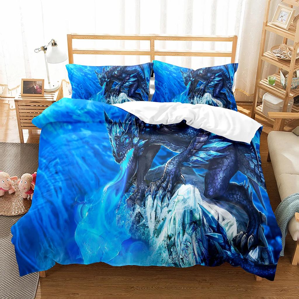 White Dragon Noble Monster and Beauty Duvet Cover Mytholog Faith Animals Theme for Women Men Children Teens Bedroom Decorations