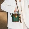 Fashion High Luxury Women's Bucket Bags Cute Cartoon Bear Letter Embossed Cylinder Messenger Bag with Exquisite Pendant Ladies Single Shoulder Bags