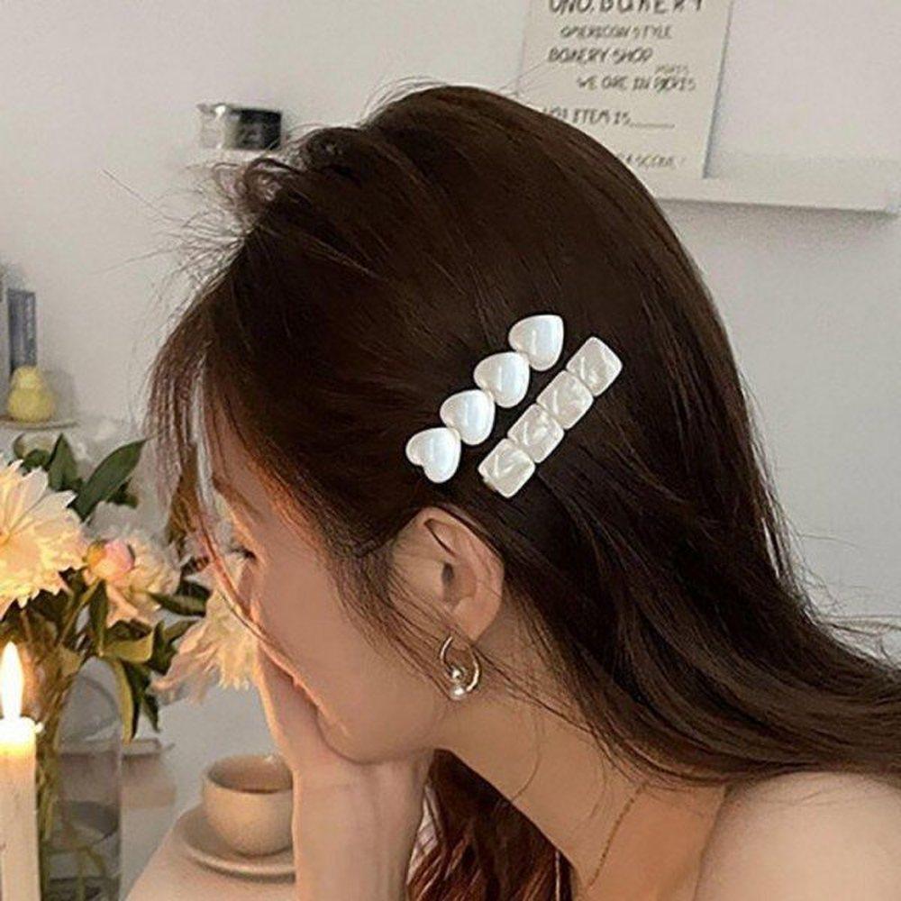 

Mno Women s Hair Point Accessory White Mother-of-Pearl Pretty Hair Clip Simple Hair Pin Hairpin Half-Tie heart