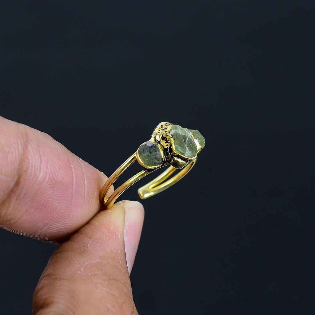 Peridot Handmade Gemstone Ring, Copper Electroformed Ring Antique Jewelry, Adjustable Ring Engagement Gift