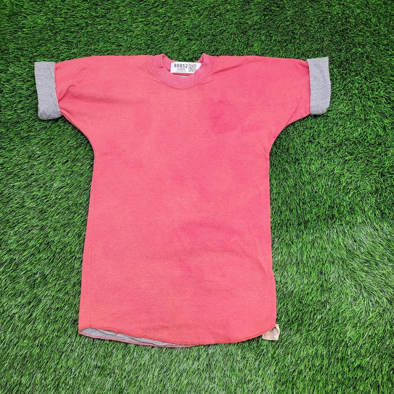 

Vintage 80s Russell Athletic Reversible T-Shirt XS/S 16x27 Pinkish Red Gray USA 3XL