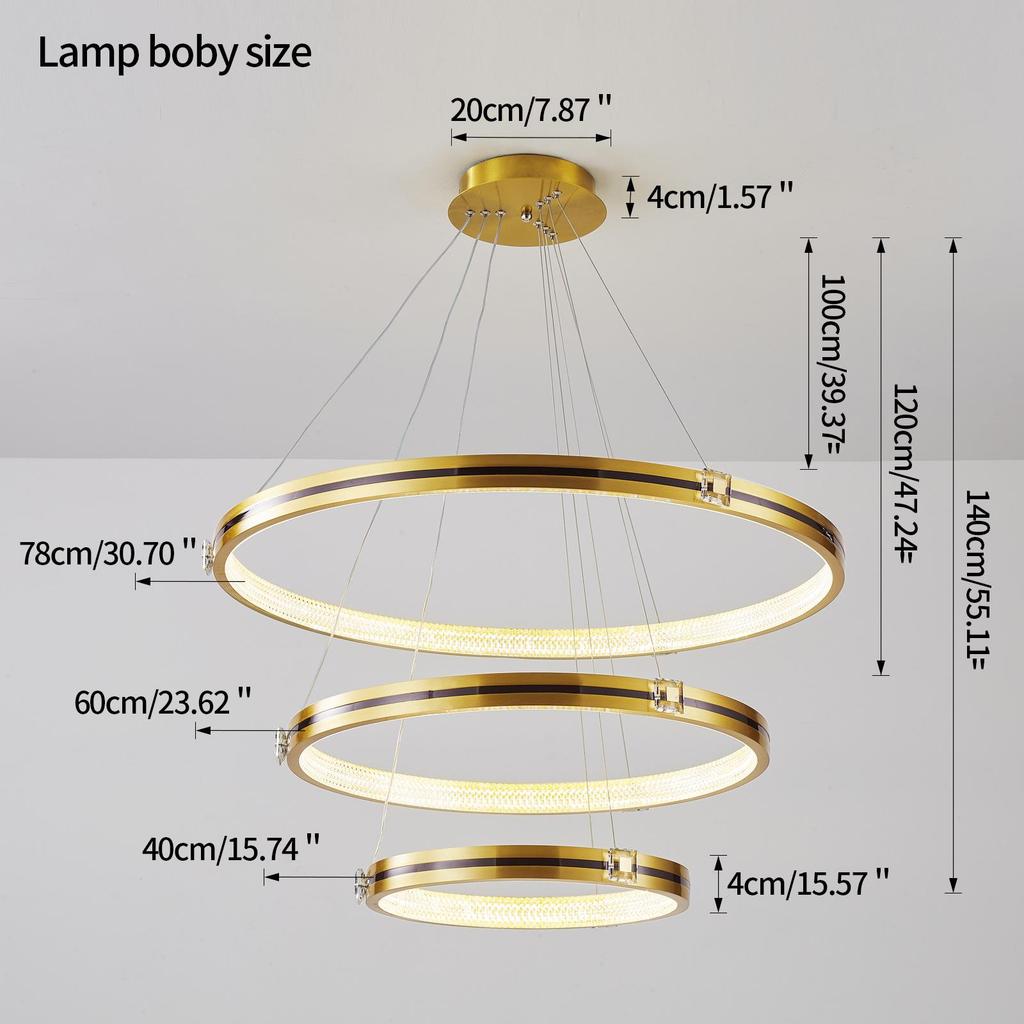 Modern Nordic Gold LED Chandelier - Luxury Ring Light for Living Room, Bedroom, or Restaurant