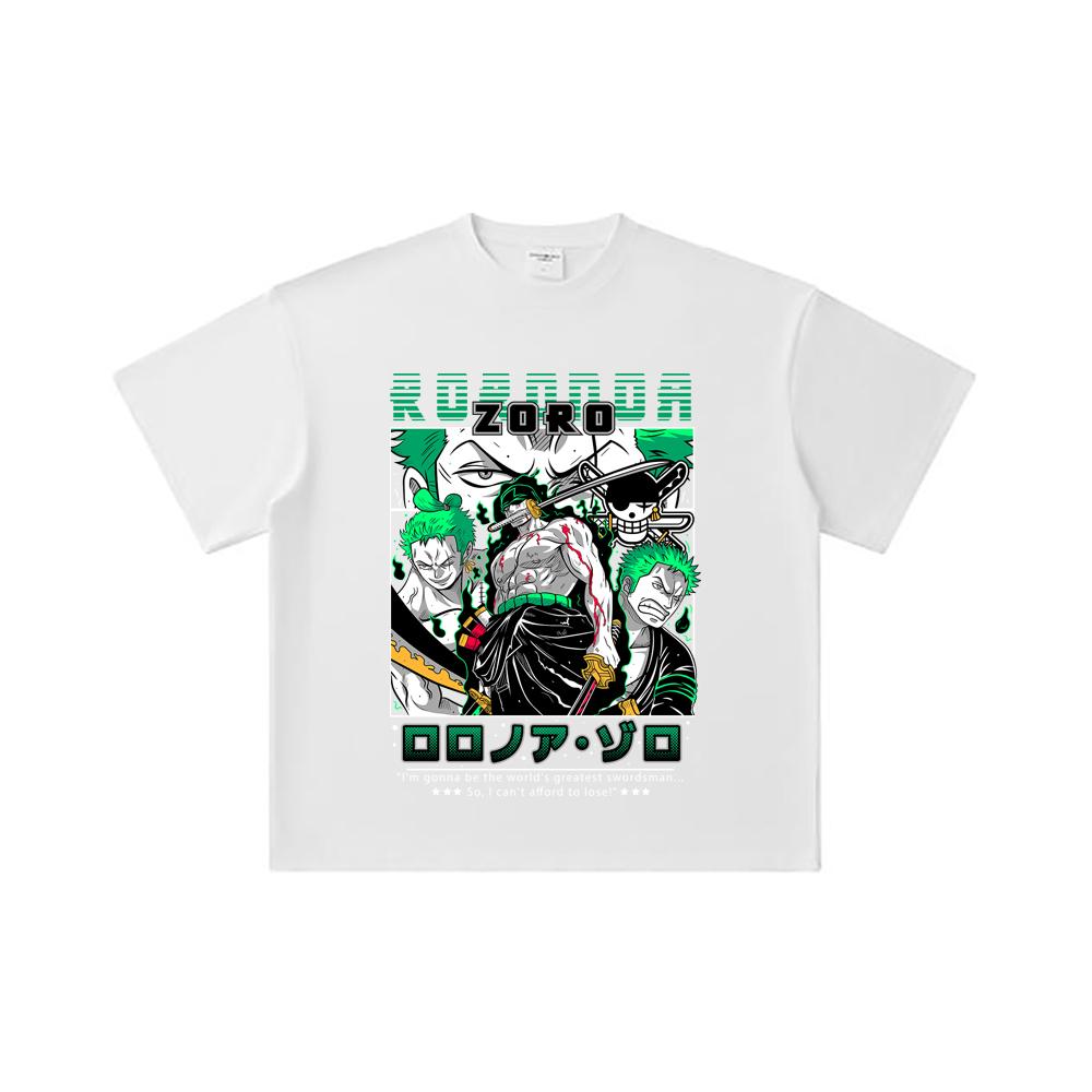 T-shirt Unisex in Cotone Pesante 260 GSM Filato Doppio Titolo 32 100% Cotone Pezzo Unico Stampa V74 Zoro