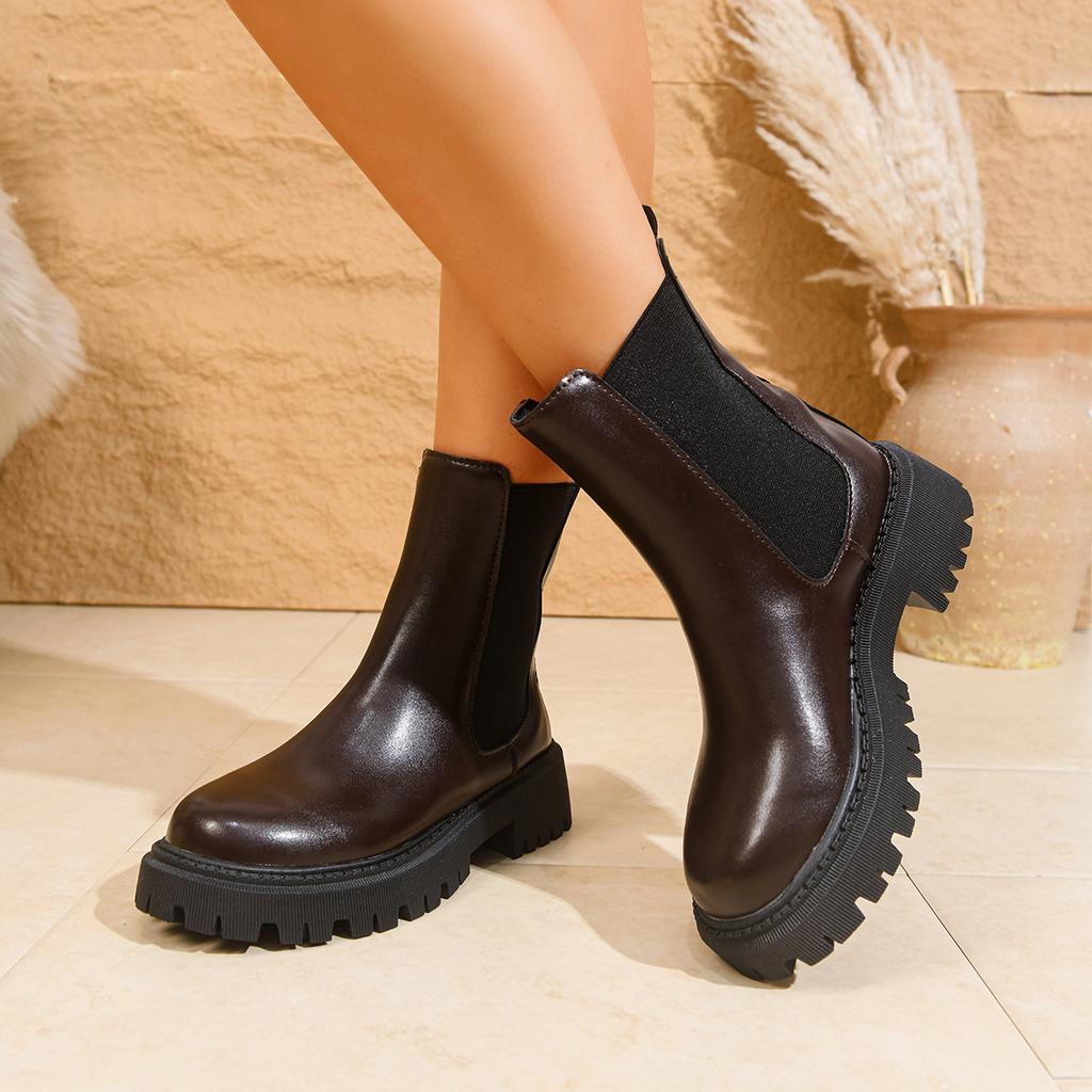 Women Chelsea Boots Leather Autumn Winter Fashion Ankle Boots Women Retro Outdoor Comfortable Shoes Ladies Zapatos De Mujer