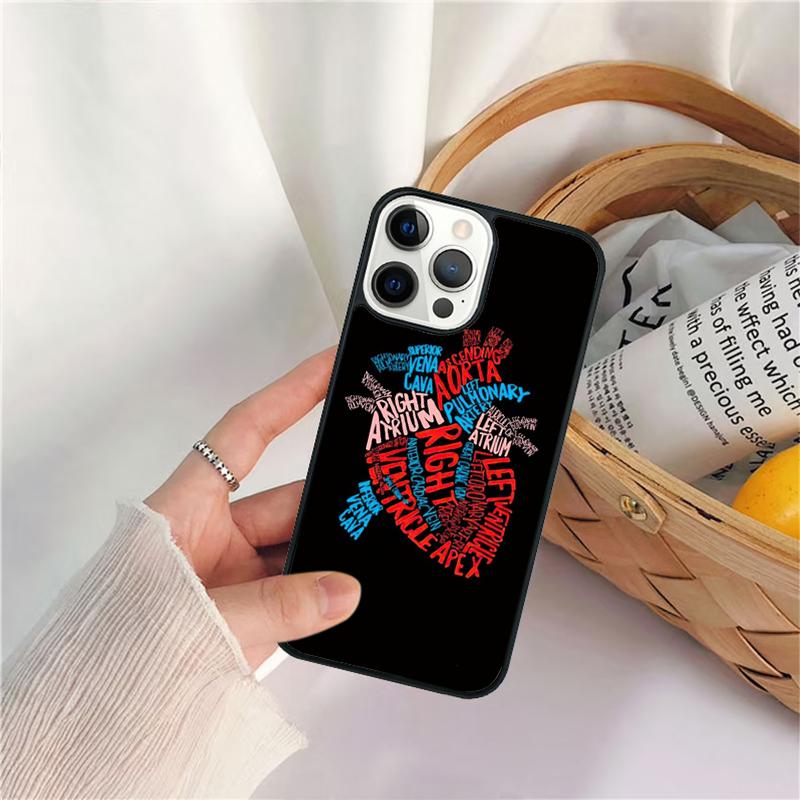 Vintage Anatomy Heart Cardiac Brain Nurse Phone Case For iPhone 17 Air 16 15 14 11 12 13 Pro MAX Plus Coque Cover